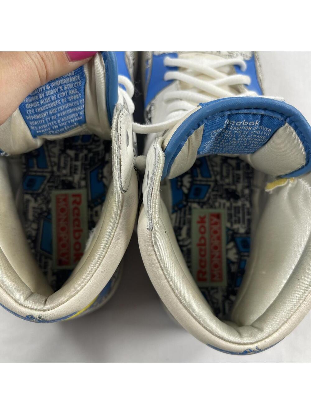 Reebok Monopoly Sneakers Women's 9 High Top Shoes Blue Yellow RARE  Limited Ed - Picture 15 of 15